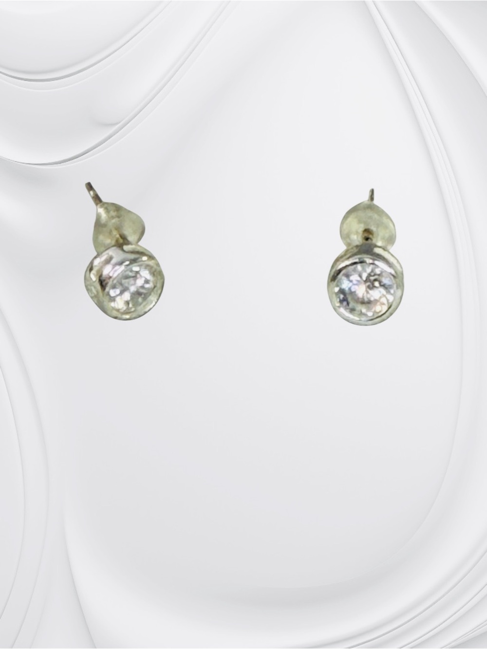 Sterling Silver Clear Cubic Zirconia Crystal Stud Earrings